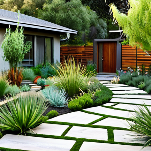 Home 10 Sustainable Garden Oasis**
"A beautifully designed sustainable garden featuring drought-tolerant plants, a rainwater harvesting system, and a pathway made from recycled wood, professional landscaping, safe for work, appropriate content, fully clothed, modest design, perfect anatomy, correct proportions, natural pose, high quality, natural lighting, family-friendly."
**