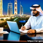 Home 21 원예디자이너 연봉 협상 경험담 - A professional Saudi garden designer in a modern Riyadh office, wearing smart business casual attire...